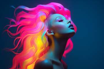 Neon girl portrait. 