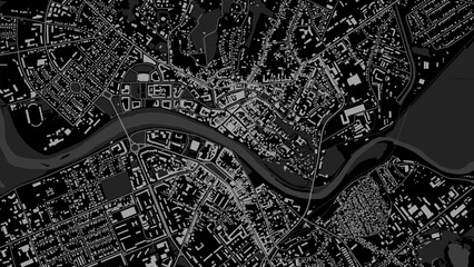 Map of Uzhhorod city, Ukraine. Urban black and white poster. Road map with metropolitan city area view.