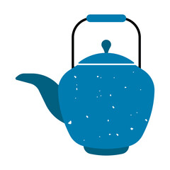 Obraz premium Japanese tea kettle textured flat illustration