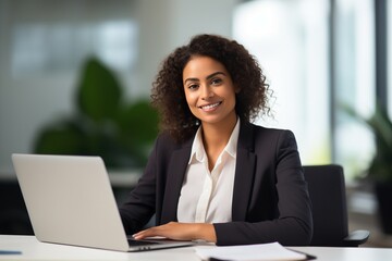 smartly dress female business woman working in office