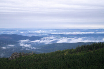 Hiking in Polish national park. Giant Mountains, Poland. Karkonoski park Narodowy. Polskie góry.  Hiking in Europe.