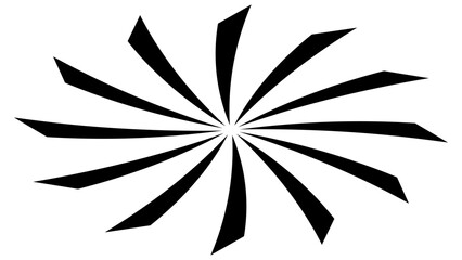 Isometric sun or flower shape silhouette isolated on white. Circular shape with petals. Clipart.