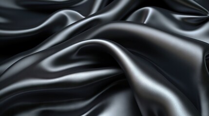 Obraz premium Black silk with creases texture background