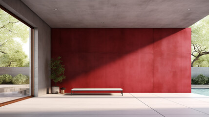 Modern contemporary bold red room, Sleek minimalist interior design | Generative AI