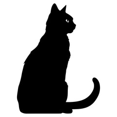 Black cat silhouette, Cute cartoon black cat