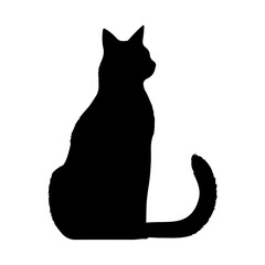 Black cat silhouette, Cute cartoon black cat