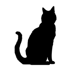 Black cat silhouette, Cute cartoon black cat