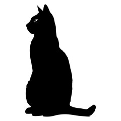 Black cat silhouette, Cute cartoon black cat