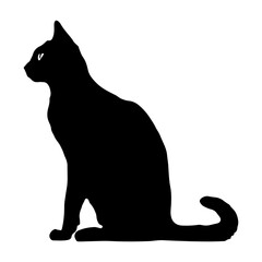 Black cat silhouette, Cute cartoon black cat