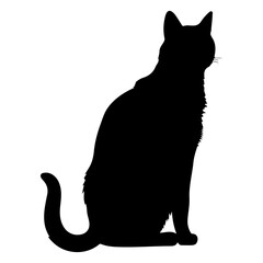 Black cat silhouette, Cute cartoon black cat