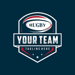 Rugby logo design vector illustration template, rugby club emblem
