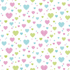 pattern swatch, CS6, Heart made of polka dots and stars.(Pink, Slightly sparse)