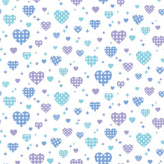 pattern swatch, CS6, Heart made of polka dots and stars.(Blue, Slightly sparse)