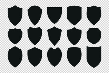 Simple Black Shields Vector Set