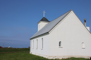 Fototapeta premium Old church on Flatey Island off the west coast of Iceland.