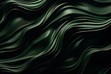 Foto op Plexiglas elegant green wave flowing gracefully on a dark background capturing the essence of fluid motion and design © Phanida