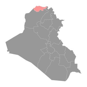Duhok Governorate map, administrative division of Iraq. Vector illustration.