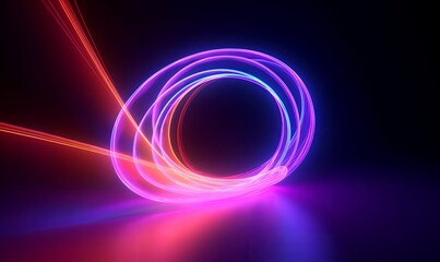 3d render, abstract geometric neon background, glowing spiral line, simple helix. Minimalist wallpaper, Generative AI