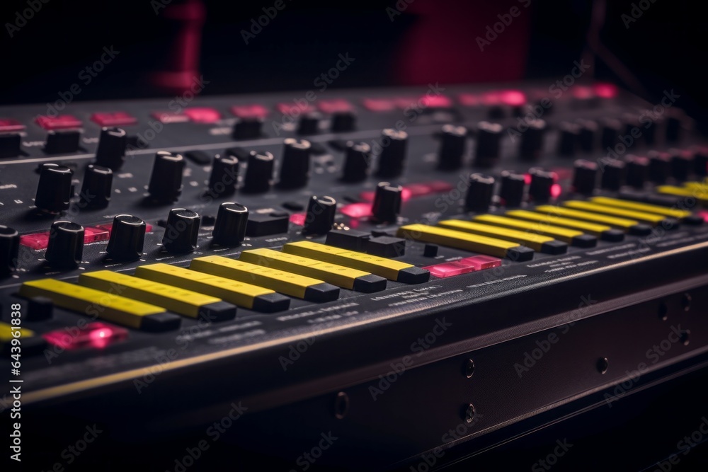 Poster synth music analog buttons. generate ai