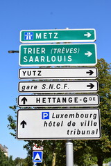 cross border traffics sign to town around the French border area