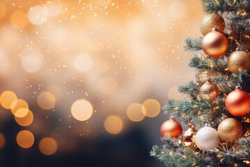 Christmas and New Year background with bokeh lights.Generative Ai