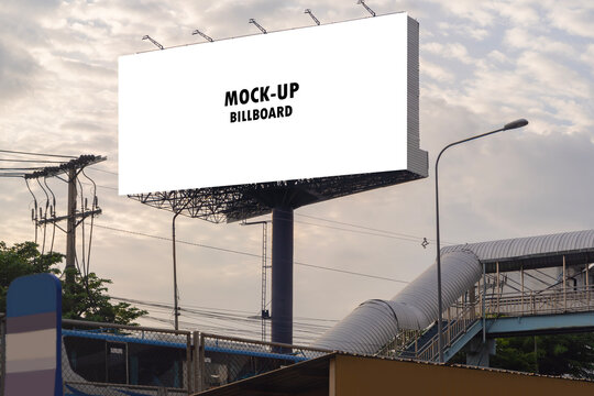 A blank billboard on one of Thailand's streets, a blank billboard with copy space for text or content, mockup of a blank billboard in a big city.