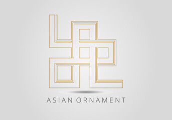 Fototapeta premium Vintage ornate linear ornament in Kazakh traditional style. Asian floral designs. Abstract Asian elements of the national pattern of the ancient nomads of the Kyrgyz, Mongols, Kazakhs, Tatars.