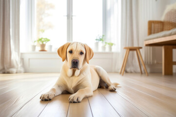 Cozy Beige Labrador in a Home Setting