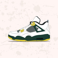 White, Green and Yellow Basketball Shoes Sneakers