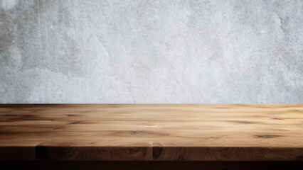 Empty wooden table with abstract concrete cement background for product display and presentation