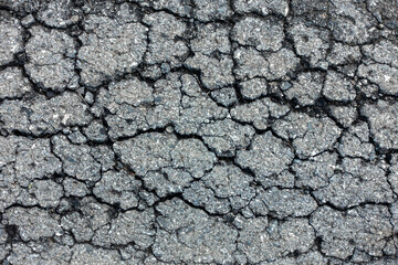 old broken road with cracked asphalt - 643964068