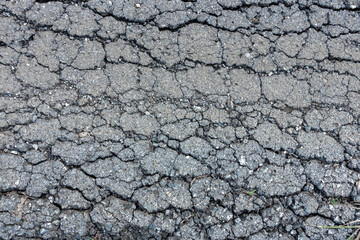 old broken road with cracked asphalt - 643964073