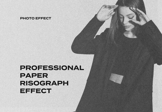 Paper Grain Risograph Photo Effect Mockup Template Paper Texture Overlay Print