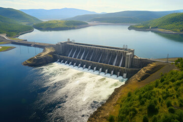 Obraz na płótnie Canvas Majestic Aerial View: Hydro Power Plant