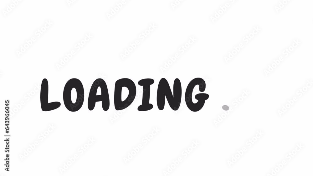Poster playful eye-catching black and white loading text animation. chewy regular font used, monochromatic 