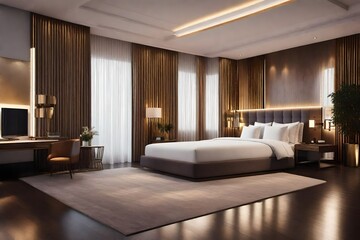 Fototapeta na wymiar photo of interior design of luxury hotel bedroom