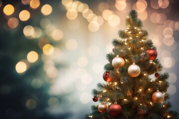 Obraz na płótnie Canvas Christmas and New Year background with bokeh lights.Generative Ai