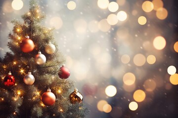 Obraz na płótnie Canvas Christmas and New Year background with bokeh lights.Generative Ai