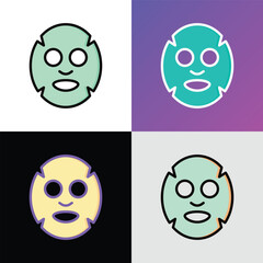 Facial sheet mask thin line icon. Modern vector illustration for beauty shop.