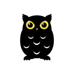 Silhouette Owl bird vector icon illustration isolated on a white background