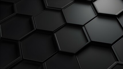 Abstract Background of hexagonal Shapes in black Colors. Geometric 3D Wallpaper
