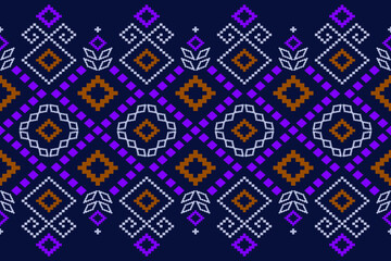 Indigo navy blue geometric traditional ethnic pattern Ikat seamless pattern border abstract design for fabric print cloth dress carpet curtains and sarong Aztec African Indian Indonesian