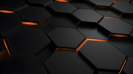 Abstract Background of hexagonal Shapes in black Colors. Geometric 3D Wallpaper
