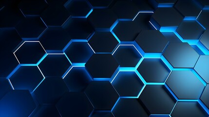 Abstract Background of hexagonal Shapes in blue Colors. Geometric 3D Wallpaper
