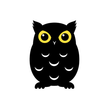 Silhouette Owl bird vector icon illustration isolated on a white background