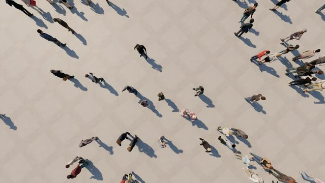 aerial view of a crowd, 3D rendering