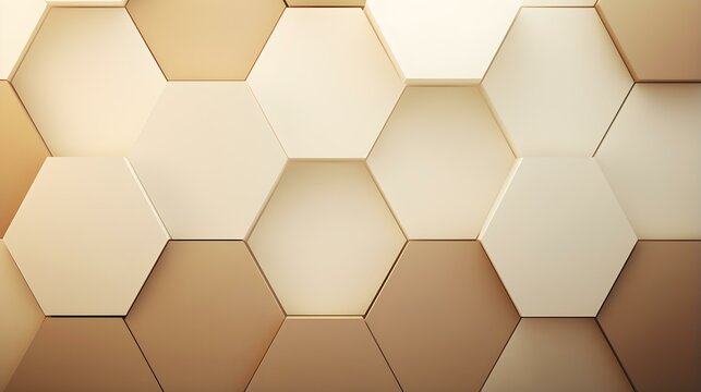 Fototapeta Abstract Background of hexagonal Shapes in beige Colors. Geometric 3D Wallpaper 