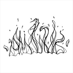 Hand drawn ink vector witch cauldron pot with fire. Sketch illustration art for witchcraft, medicine, chemistry, alchemy. Isolated object, outline. Design shops, logo, print, website, card, booklet