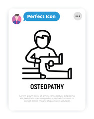 Osteopathy thin line icon. Physiotherapy, arthritis treatment. Massage. Vector illustration.