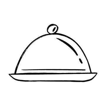 Serving dome cartoon hand drawn